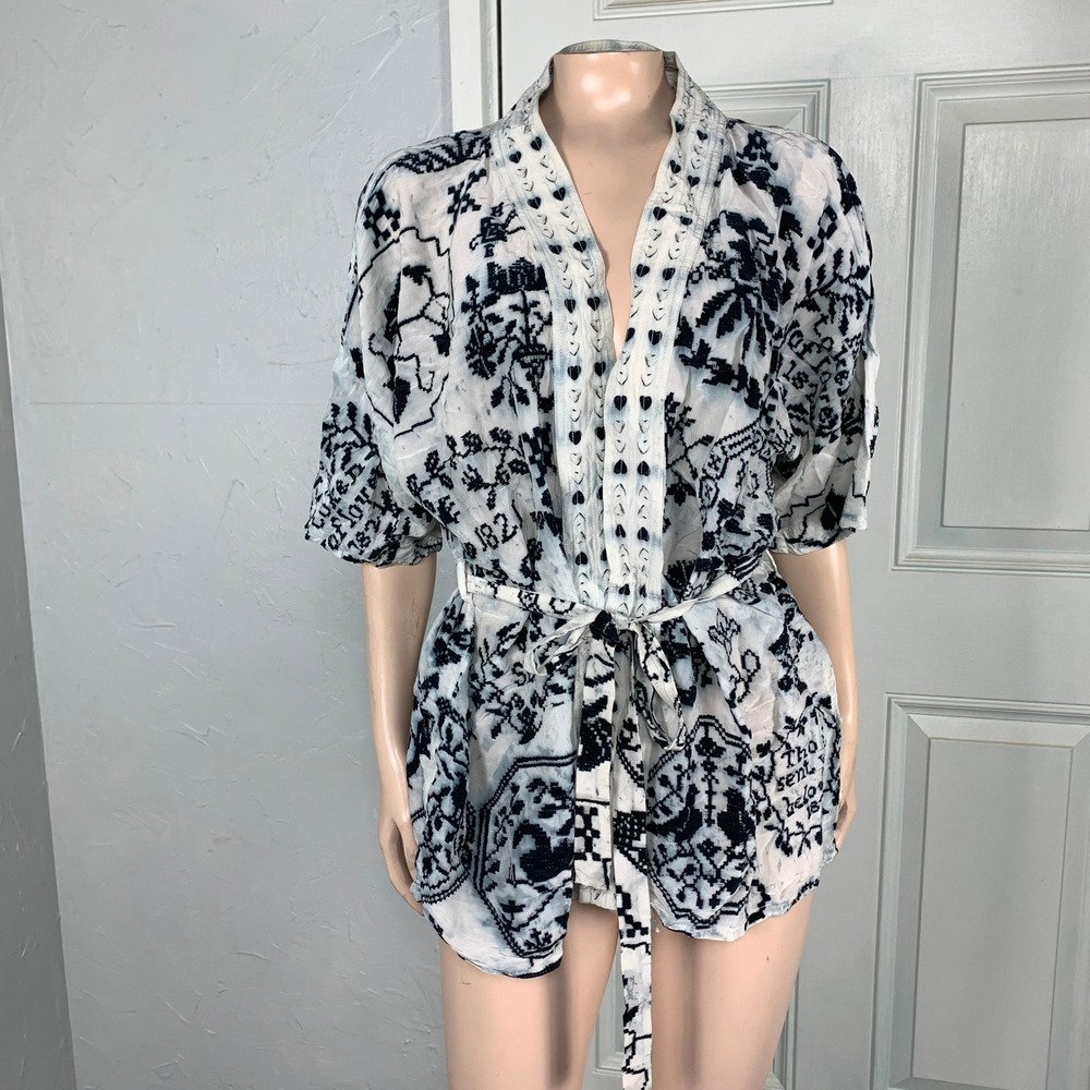 Moonlight mile Market of Stars Kimono Shirt One size Silk Cotton Bohemian BB6